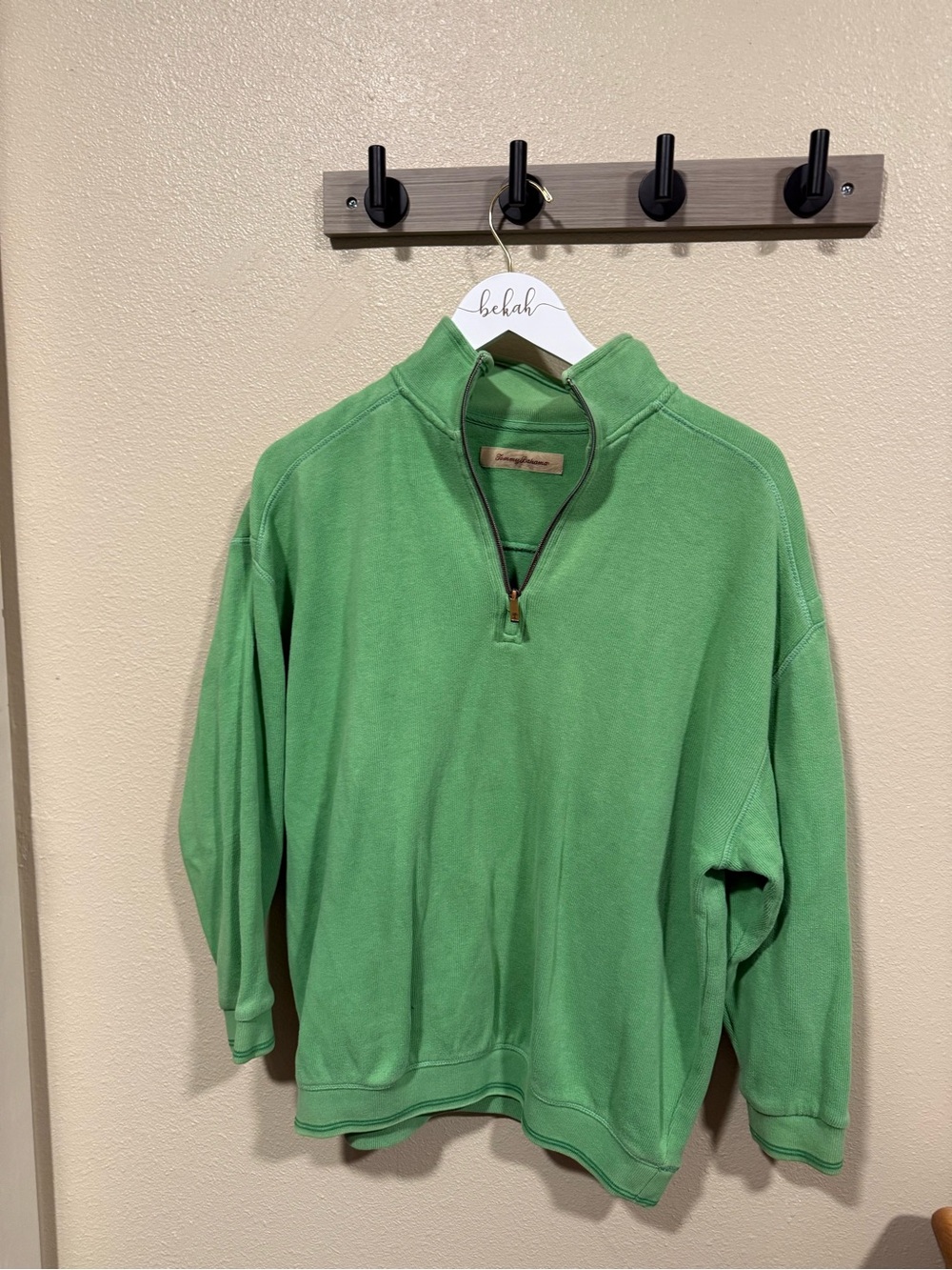 Tommy Bahama Bright Green Quarter-Zip Pullover Sweater